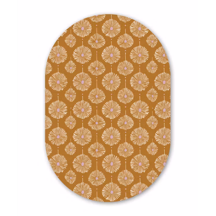 Bloemen - Modern - Oker Wandcirkel Ovaal Forex klein 630 -3d
