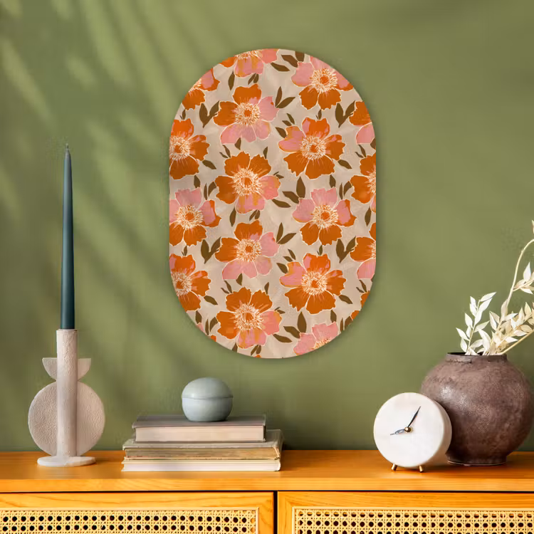 Bloemen - Motief - Retro Wandcirkel Ovaal Forex klein 630 -sfeer2