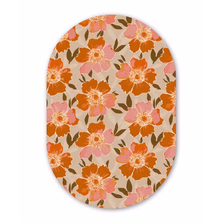 Bloemen - Motief - Retro Wandcirkel Ovaal Forex klein 630 -3d