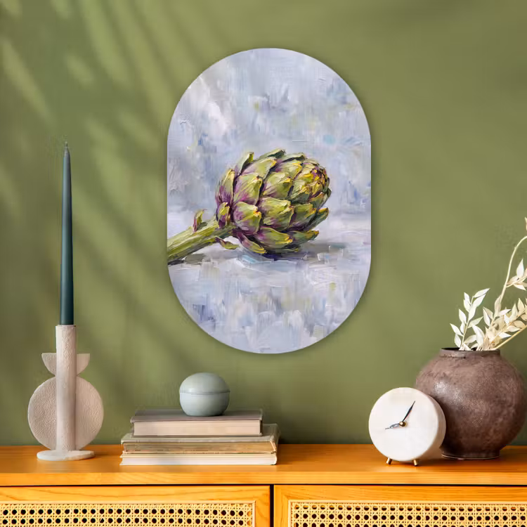 Oval - Plastic - Food - Artichoke - Modern - Eten - Artisjok - Modern Wandcirkel Ovaal Forex klein