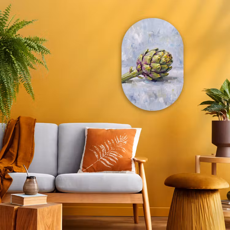 Oval - Plastic - Food - Artichoke - Modern - Eten - Artisjok - Modern Wandcirkel Ovaal Forex klein