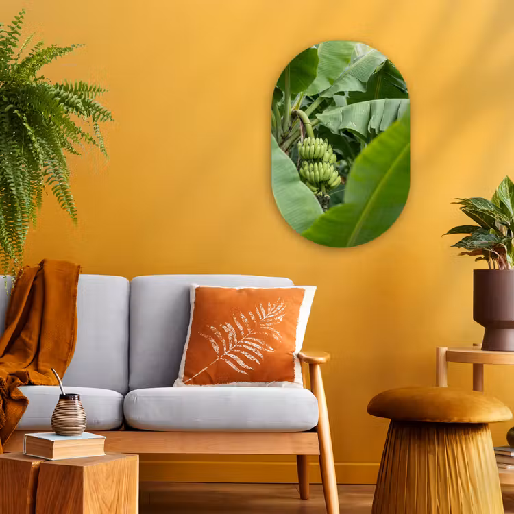 Eten - Bananen - Plantage - Groen Wandcirkel Ovaal Forex klein -sfeer4