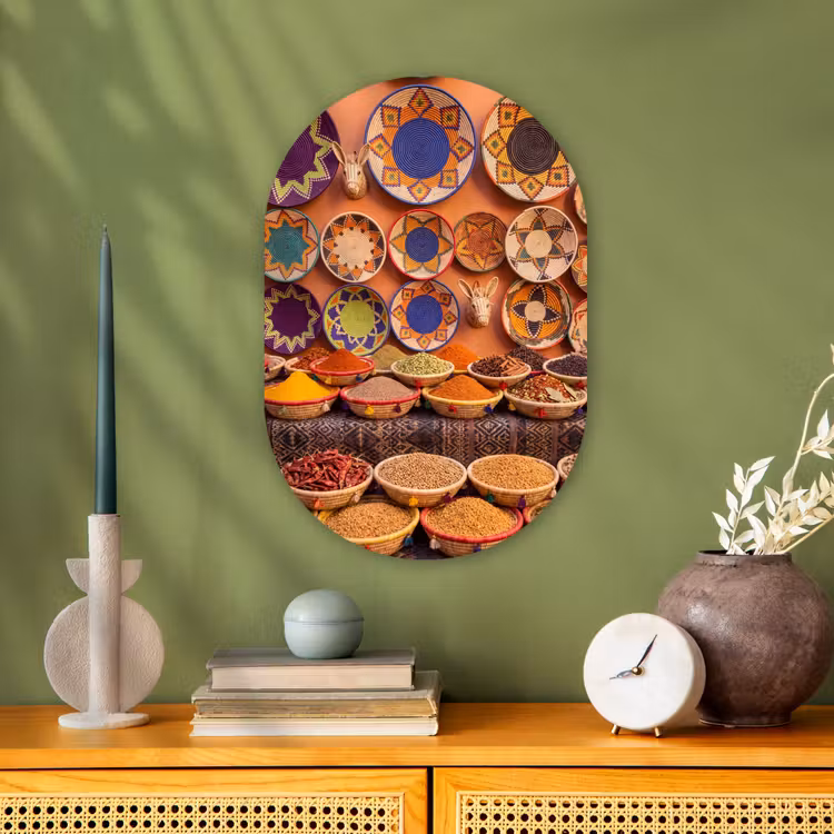 Oval - Plastic - Food - Colorful - Culture - Eten - Kleurrijk - Cultuur Wandcirkel Ovaal Forex klein