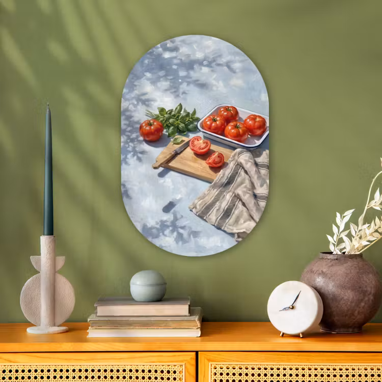 Eten - Keuken - Ingrediënten - Stillleven - Rood Wandcirkel Ovaal Forex klein -sfeer2