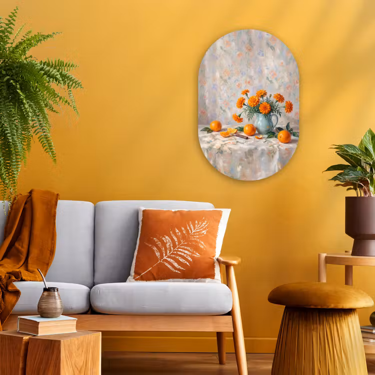 Oval - Plastic - Food - Orange - Art - Eten - Oranje - Kunst Wandcirkel Ovaal Forex klein