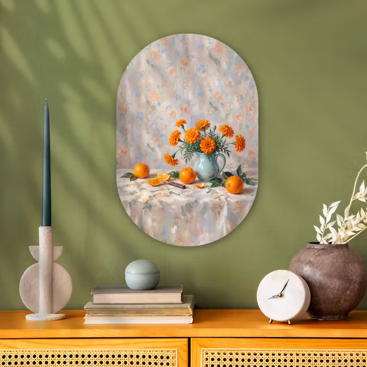 Oval - Plastic - Food - Orange - Art - Eten - Oranje - Kunst Wandcirkel Ovaal Forex klein