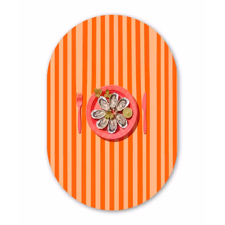 Eten - Oester - Zeevruchten - Oranje - Modern Wandcirkel Ovaal Forex klein -3d