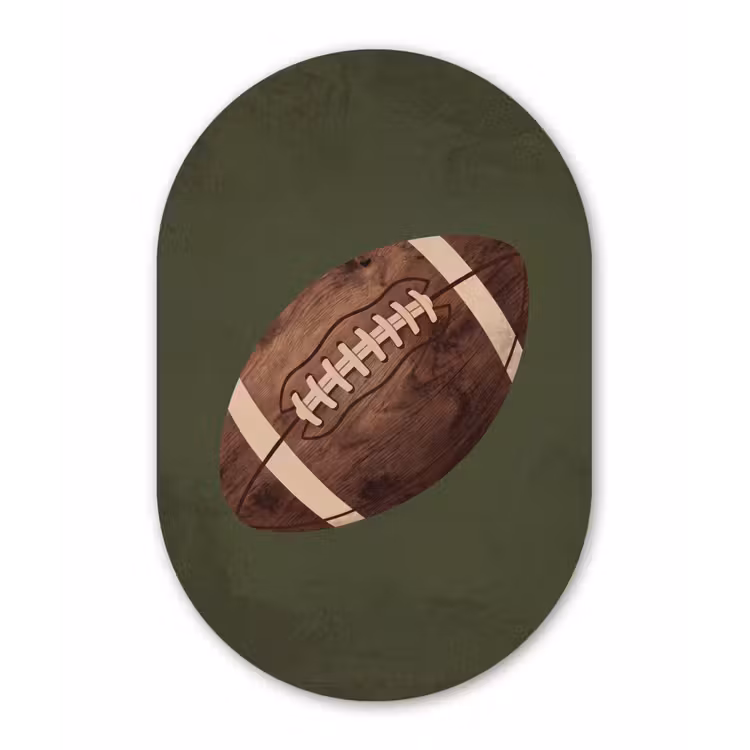 Football - Hout - Sport - Groen Wandcirkel Ovaal Forex klein -3d