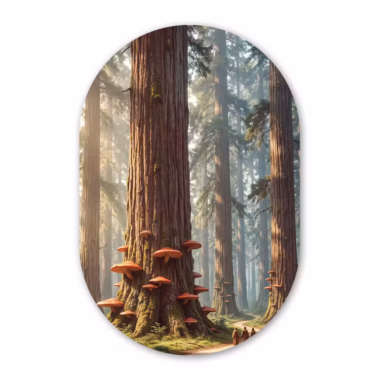 Oval - Plastic - Forest - Trees - Nature - Bos - Bomen - Natuur Wandcirkel Ovaal Forex klein