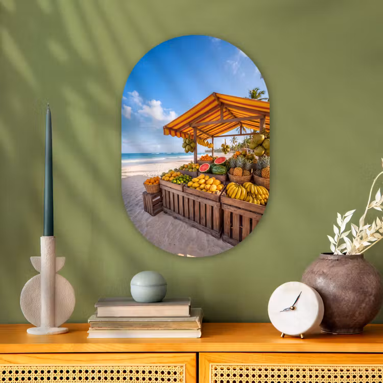 Oval - Plastic - Fruit - Beach - Tropical - Fruit - Strand - Tropisch Wandcirkel Ovaal Forex klein