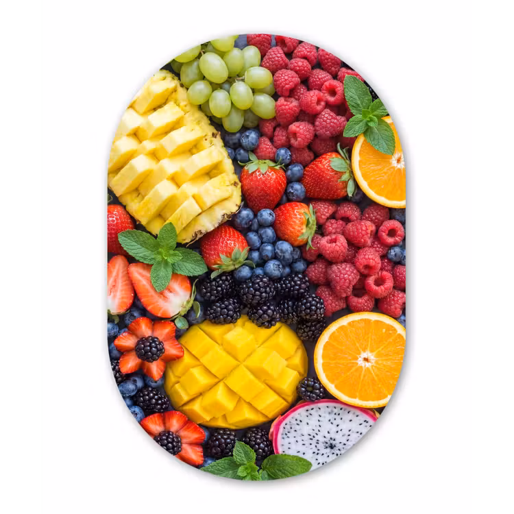 Fruit - Vers - Kleurrijk - Eten Wandcirkel Ovaal Forex klein -3d