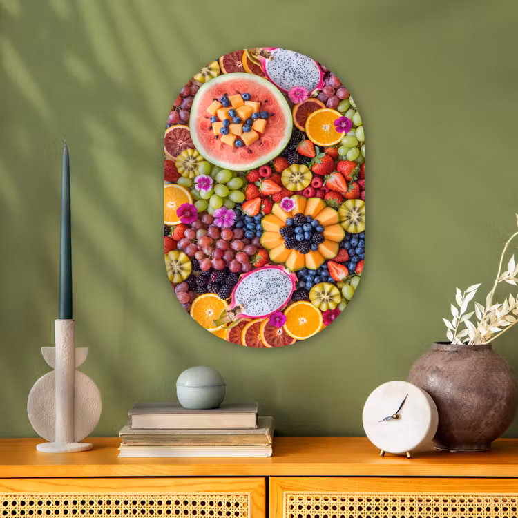 Fruit - Vers - Variatie - Eten - Kleurrijk Wandcirkel Ovaal Forex klein -sfeer2