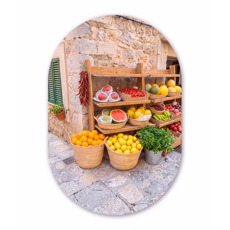 Oval - Plastic - Fruit - Market - Fresh - Fruit - Markt - Vers Wandcirkel Ovaal Forex klein