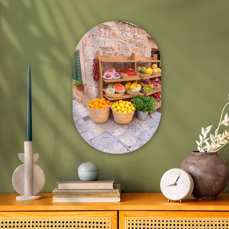 Oval - Plastic - Fruit - Market - Fresh - Fruit - Markt - Vers Wandcirkel Ovaal Forex klein