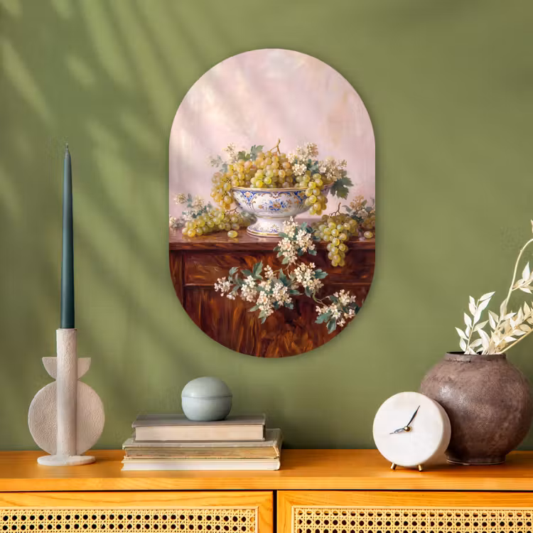 Oval - Plastic - Fruit - Still Life - Classical - Fruit - Stilleven - Klassiek Wandcirkel Ovaal Forex klein