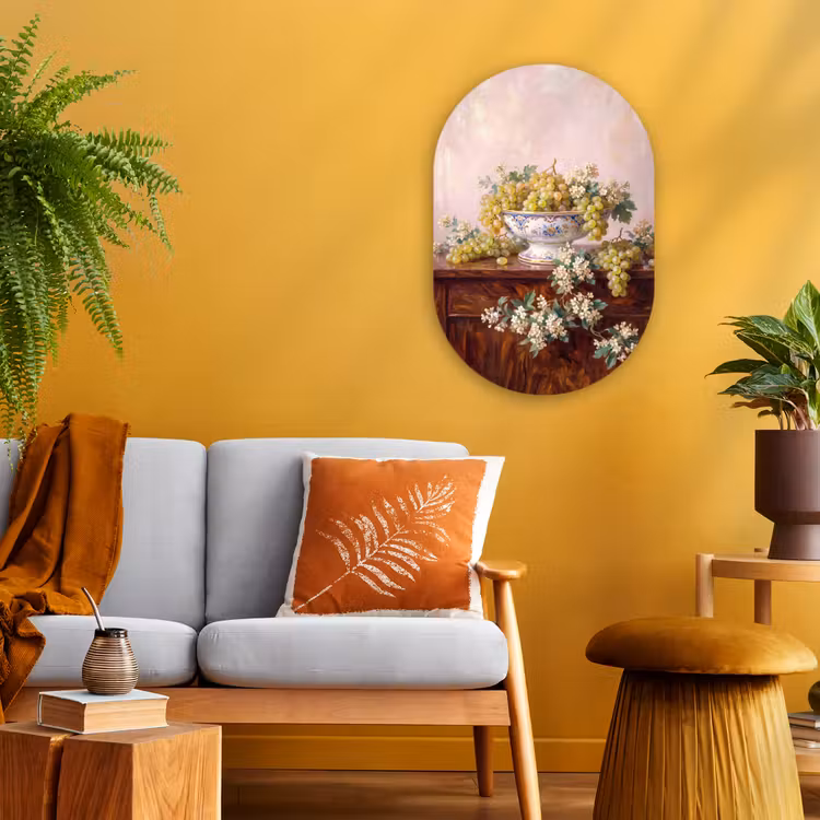 Oval - Plastic - Fruit - Still Life - Classical - Fruit - Stilleven - Klassiek Wandcirkel Ovaal Forex klein