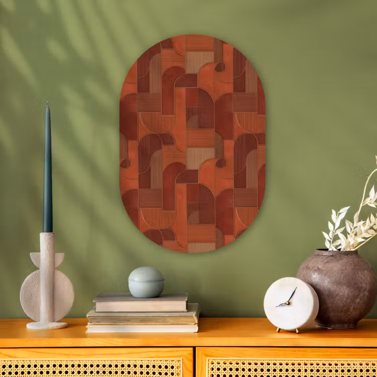 Geometrisch - Abstract - Textuur - Bruin Wandcirkel Ovaal Forex klein 630 -sfeer2