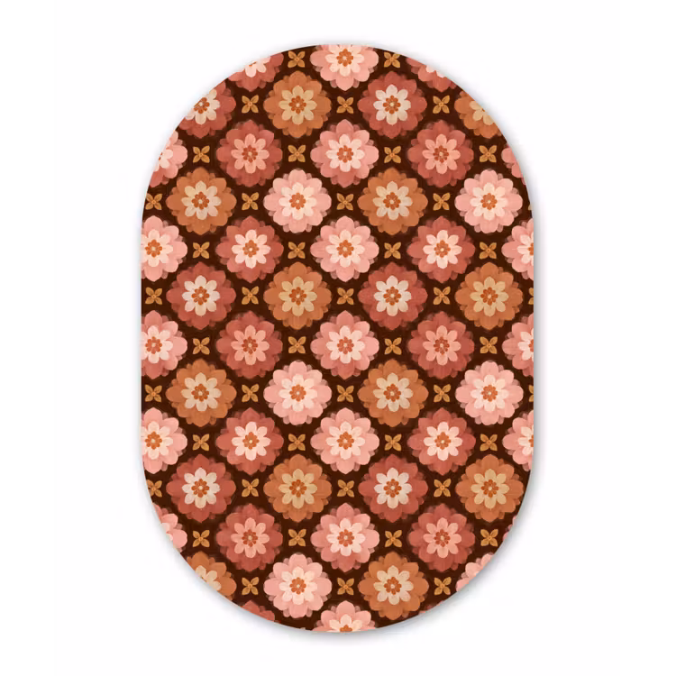 Geometrisch - Bloemen - Kleurrijk Wandcirkel Ovaal Forex klein 630 -3d