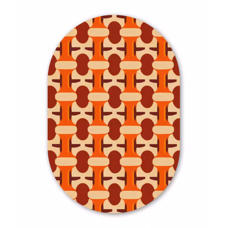 Geometrisch - Retro - Oranje Wandcirkel Ovaal Forex klein 630 -3d