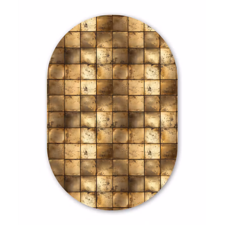 Geometrisch - Tegels - Goud Wandcirkel Ovaal Forex klein 630 -3d