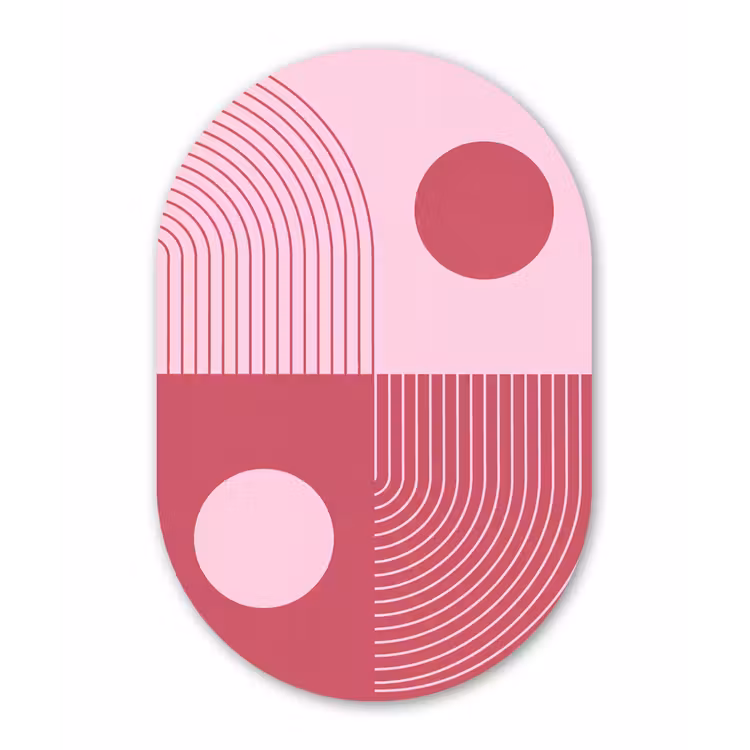Geometrie - Patroon - Abstract - Roze - Modern Wandcirkel Ovaal Forex klein -3d