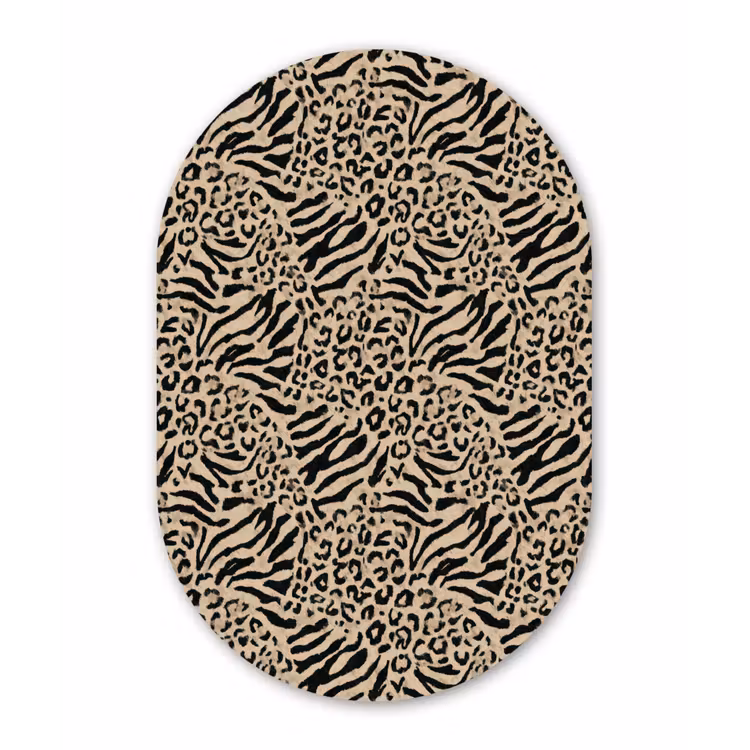 Giraf - Zebra - Motief - Bruin Wandcirkel Ovaal Forex klein 630 -3d