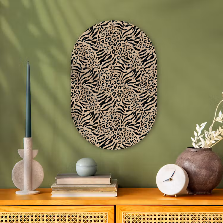 Giraf - Zebra - Motief - Bruin Wandcirkel Ovaal Forex klein 630 -sfeer2
