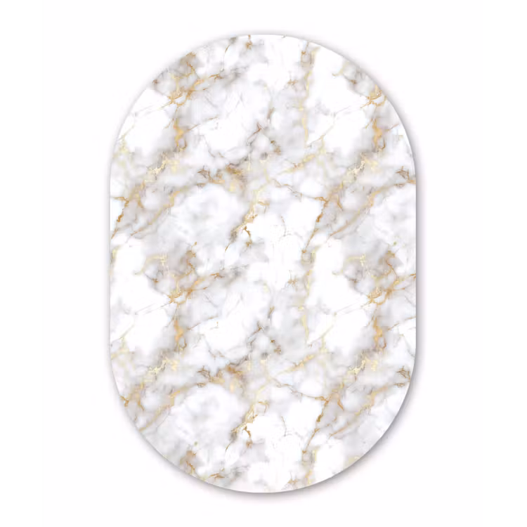 Gouden aders - Marmer - Wit Wandcirkel Ovaal Forex klein 630 -3d