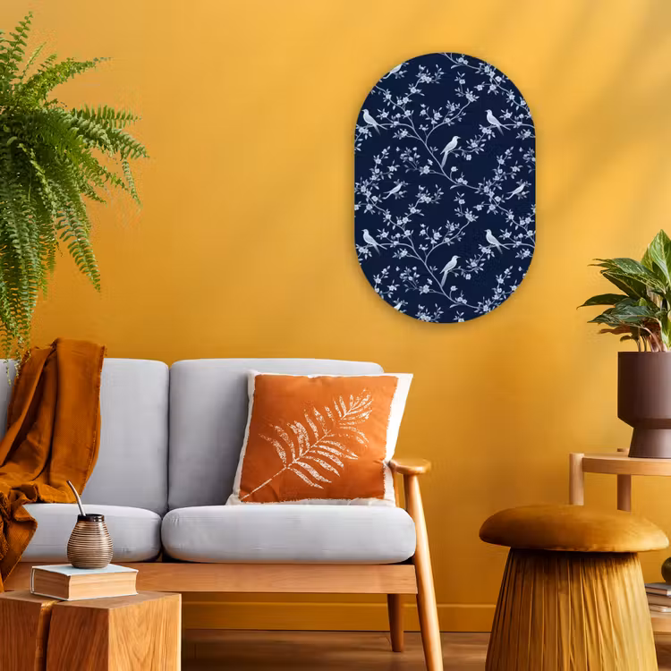 Grafisch - Bloesemtak - Blauw Wandcirkel Ovaal Forex klein 630 -sfeer4