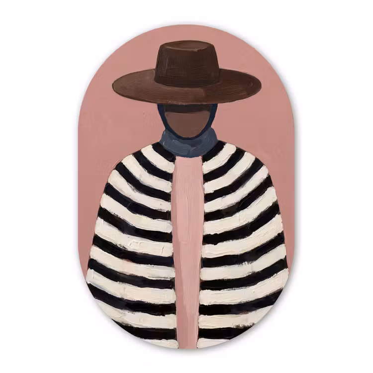 Grafisch - Vrouw - Roze Wandcirkel Ovaal Forex klein -3d