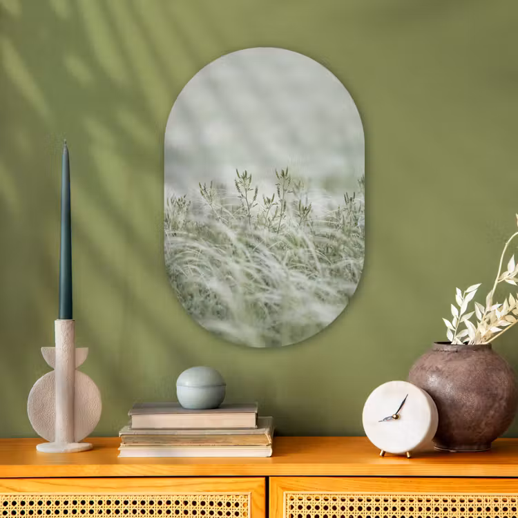 Grassen - Minimalistisch - Groen Wandcirkel Ovaal Forex klein -sfeer2