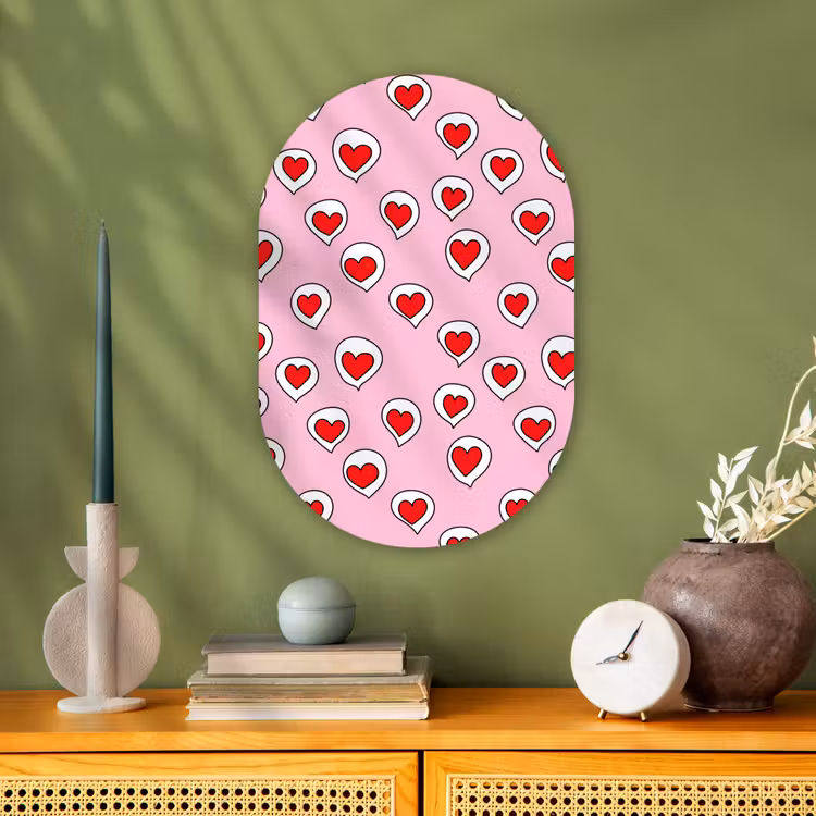 Hartjes - Patroon - Rood Wandcirkel Ovaal Forex klein 630 -sfeer2