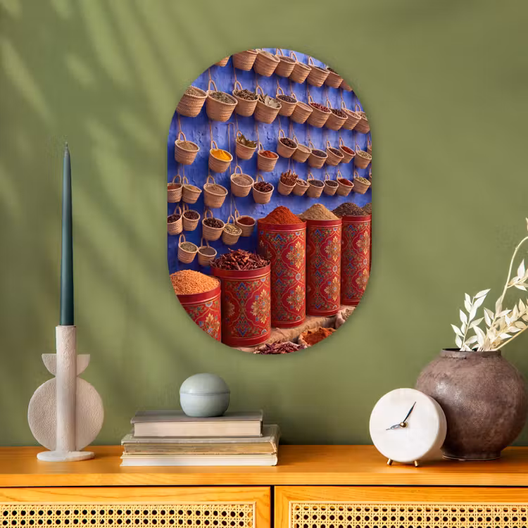 Oval - Plastic - Herbs - Baskets - Market - Kruiden - Manden - Markt Wandcirkel Ovaal Forex klein