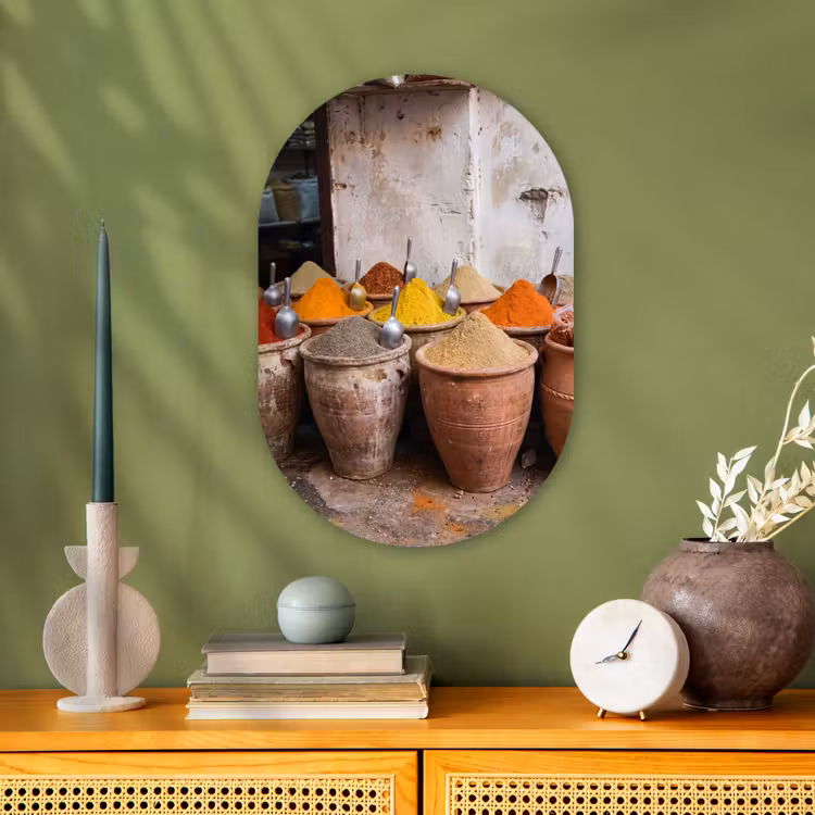 Oval - Plastic - Herbs - Jars - Asian - Kruiden - Potten - Oosters Wandcirkel Ovaal Forex klein