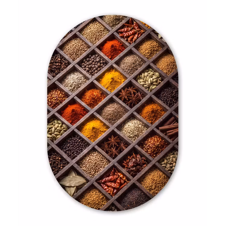 Oval - Plastic - Herbs - Wood - Food - Kruiden - Houten - Eten Wandcirkel Ovaal Forex klein