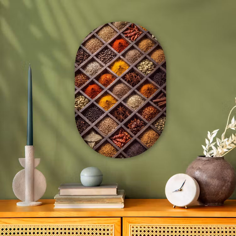 Oval - Plastic - Herbs - Wood - Food - Kruiden - Houten - Eten Wandcirkel Ovaal Forex klein