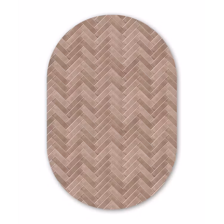 Visgraat - Wandtegel - Oudroze - Terracotta Wandcirkel Ovaal Forex klein 630 -3d