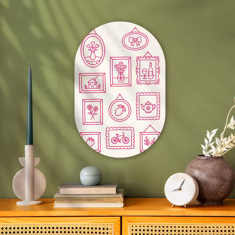 Illustratie - Collectie - Kunst - Minimalistisch - Roze Wandcirkel Ovaal Forex klein -sfeer2