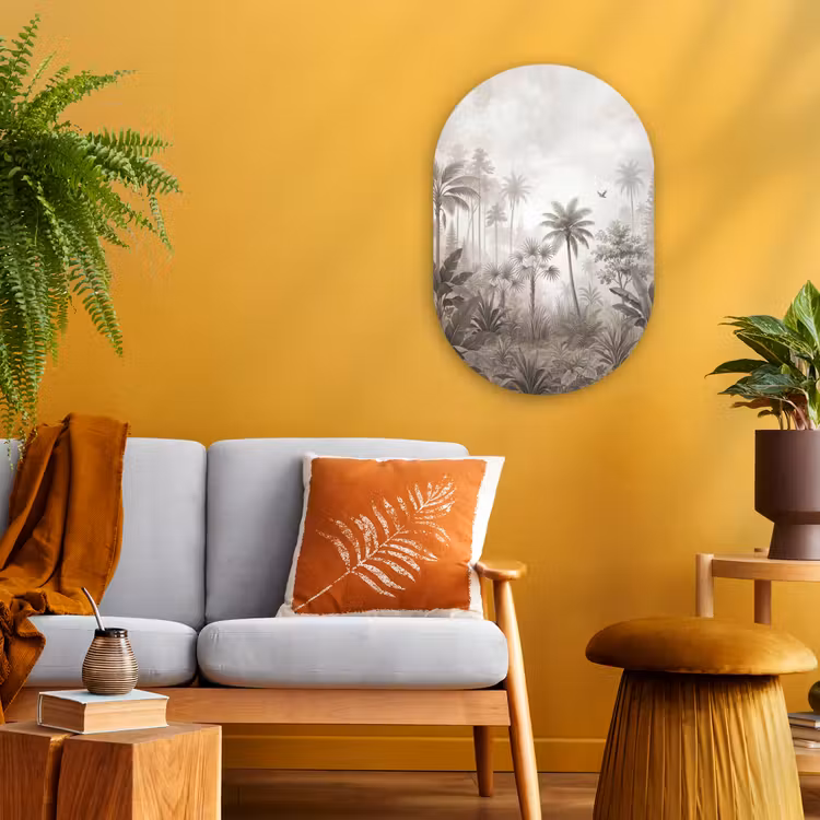 Jungle - Palmbomen - Natuur Wandcirkel Ovaal Forex klein -sfeer4