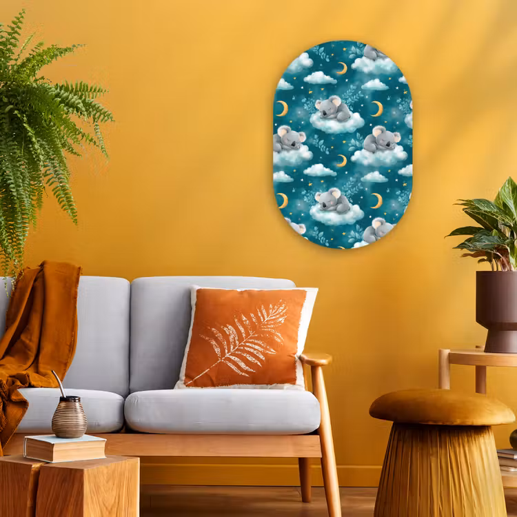 Koala's - Betoverend - Blauw Wandcirkel Ovaal Forex klein 630 -sfeer4