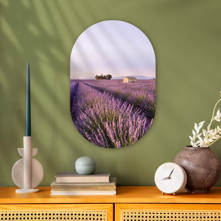 Lavendel - Landschap - Sereen - Paars Wandcirkel Ovaal Forex klein -sfeer2