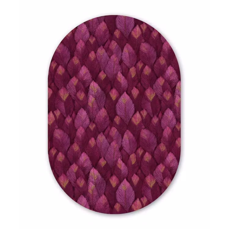 Bladeren - Patroon - Burgundy Wandcirkel Ovaal Forex klein 630 -3d