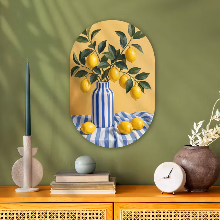 Oval - Plastic - Lemon - Still Life - Modern - Citroen - Stilleven - Modern Wandcirkel Ovaal Forex klein