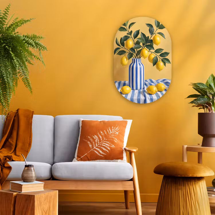 Oval - Plastic - Lemon - Still Life - Modern - Citroen - Stilleven - Modern Wandcirkel Ovaal Forex klein