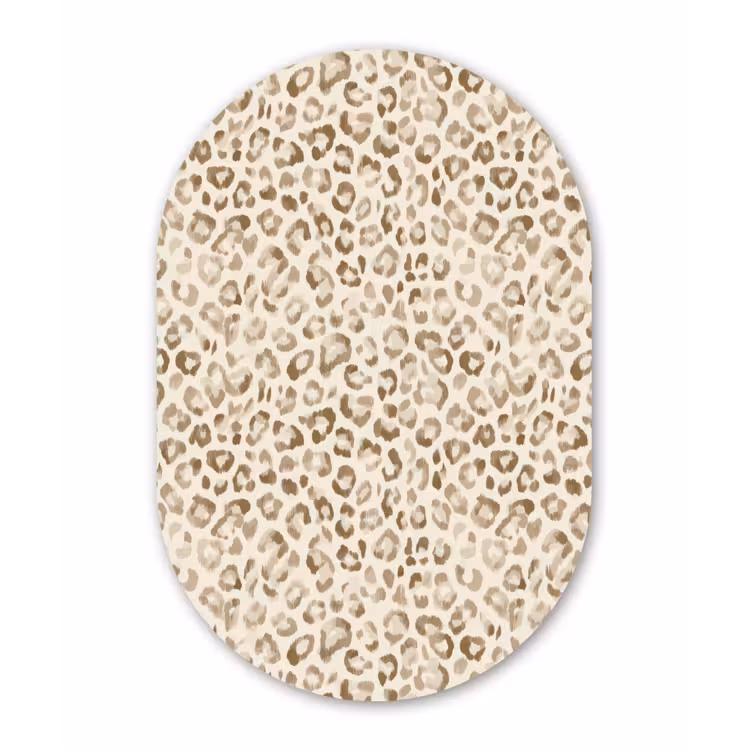 Luipaard - Klassiek - Beige Wandcirkel Ovaal Forex klein 630 -3d