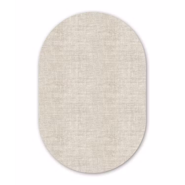 Linnen - Textuur - Beige Wandcirkel Ovaal Forex klein 630 -3d