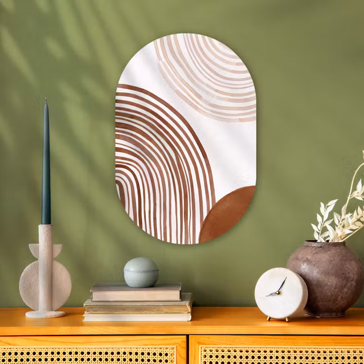 Oval - Plastic - Lines - Minimalist - Art - Lijnen - Minimalistisch - Kunst Wandcirkel Ovaal Forex klein