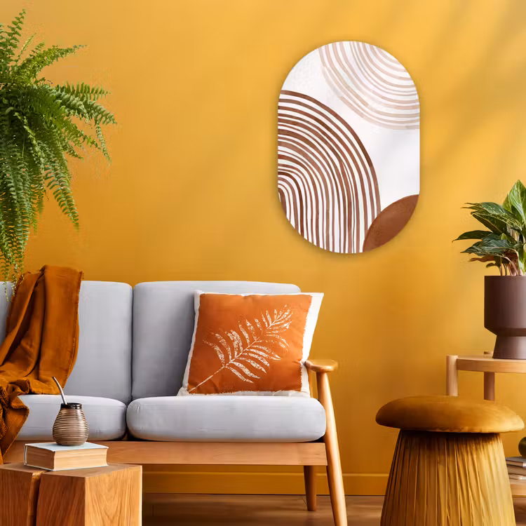 Oval - Plastic - Lines - Minimalist - Art - Lijnen - Minimalistisch - Kunst Wandcirkel Ovaal Forex klein