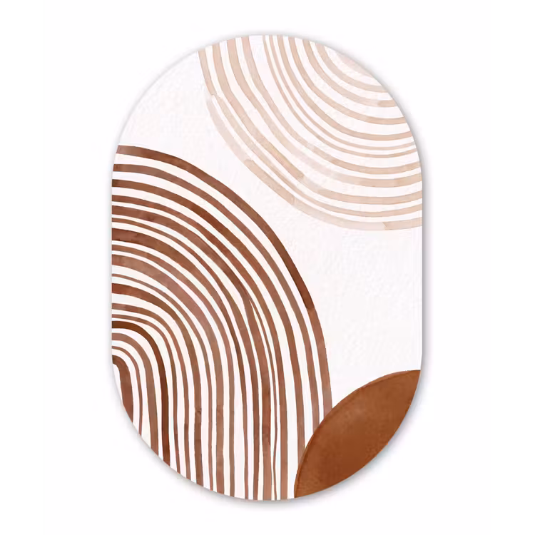 Oval - Plastic - Lines - Minimalist - Art - Lijnen - Minimalistisch - Kunst Wandcirkel Ovaal Forex klein