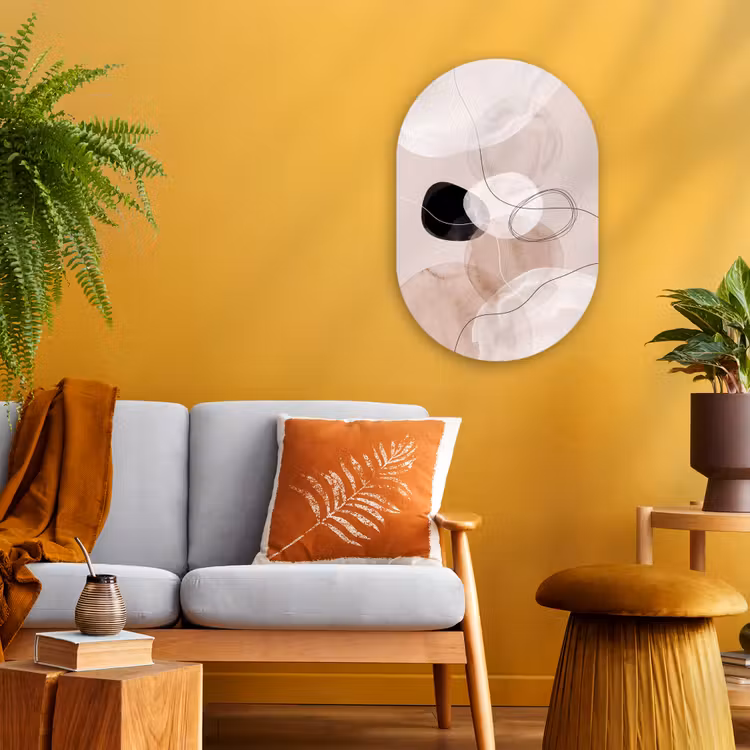 Oval - Plastic - Lines - Wavy - Art - Lijnen - Golvend - Kunst Wandcirkel Ovaal Forex klein